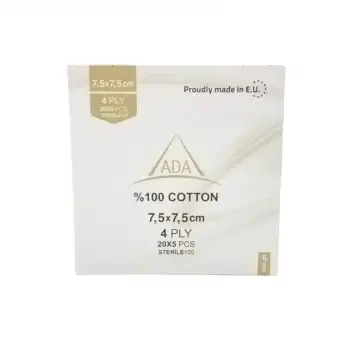 Ada Steril Gaz Kompres 4 Kat 7,5cm x 7,5cm (5li Zarf) - 100lü Kutu