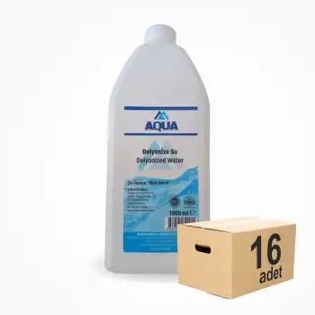 Aqua Deiyonize Su (Distile Su) 1 LT - 16 Adet (1 Koli)