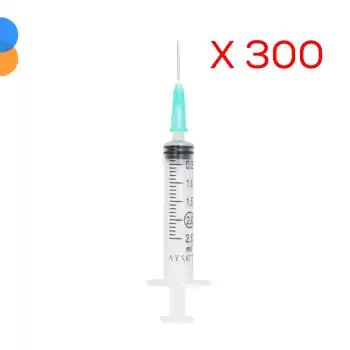 Ayset 2CC 3 Parça (Contalı) Kısa (21Gx16mm) Yeşil Uçlu Enjektör 300lü Paket