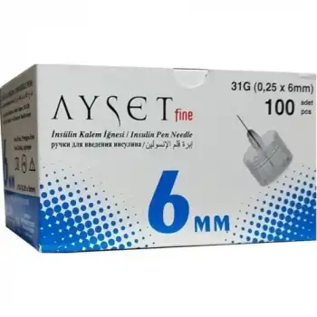 Ayset Fine İnsulin Kalem İğnesi 31G 0.25 X 6mm 100lü - 1 Kutu