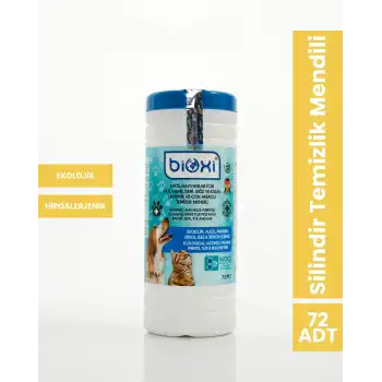 Bioxi Kedi Köpek Çok Amaçlı Temizleme Mendi 72li Silindir Kova