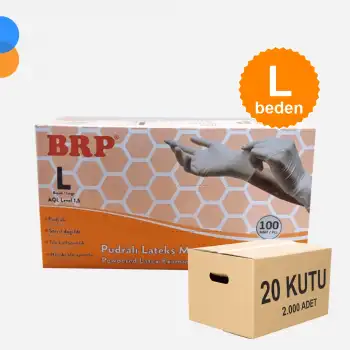 BRP Pudralı Lateks Muayene Eldiven Large (L) 100lü Kutu X 20 Kutu - 1 Koli