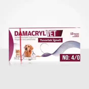Damacryl-Vet Cerrahi PGA (Emilebilir) Cerrahi İplik Yuvarlak İğneli - No 4/0