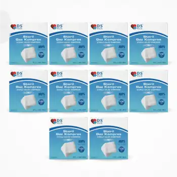 Damla Sağlık Steril Gaz Kompres 4 Kat 7,5cm x 7,5cm 100lü Kutu - 10 Kutu