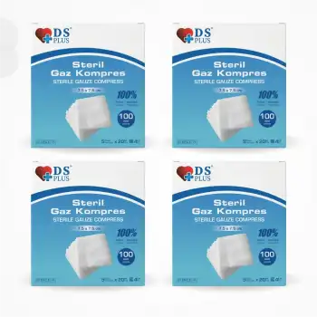 Damla Sağlık Steril Gaz Kompres 4 Kat 7,5cm x 7,5cm 100lü Kutu - 4 Kutu
