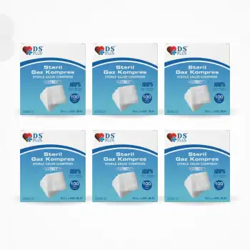 Damla Sağlık Steril Gaz Kompres 4 Kat 7,5cm x 7,5cm 100lü Kutu - 6 Kutu