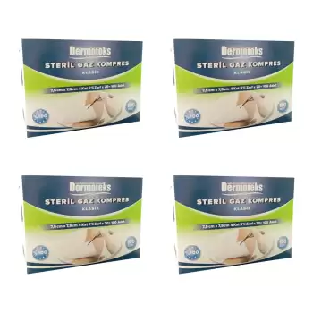 Dermateks Steril Gaz Kompres 7.5x7.5 cm 4 Kat 100lü - 4 Kutu