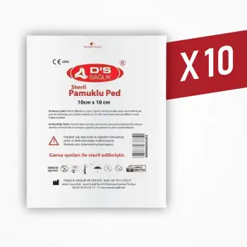 DS Damla Sağlık Steril Pamuklu Ped 10cm x 10cm - 10 Adet