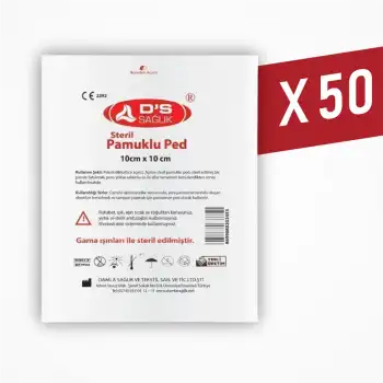 DS Damla Sağlık Steril Pamuklu Ped 10cm x 10cm - 50 Adet