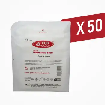 DS Damla Sağlık Steril Pamuklu Ped 10cm x 15cm - 50 Adet