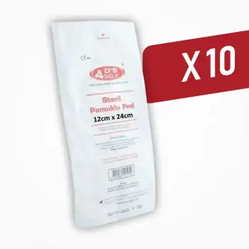 DS Damla Sağlık Steril Pamuklu Ped 12cm x 24cm - 10 Adet