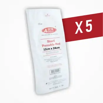 DS Damla Sağlık Steril Pamuklu Ped 12cm x 24cm - 5 Adet