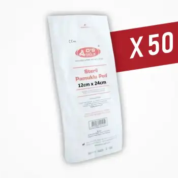 DS Damla Sağlık Steril Pamuklu Ped 12cm x 24cm - 50 Adet