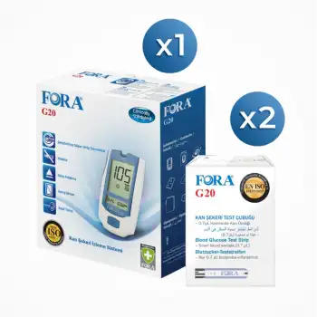 Fora G20 Kan Şeker Ölçüm Cihazı - Şeker Stribi 50li Kutu x 2 Kutu (100 adet Strip)