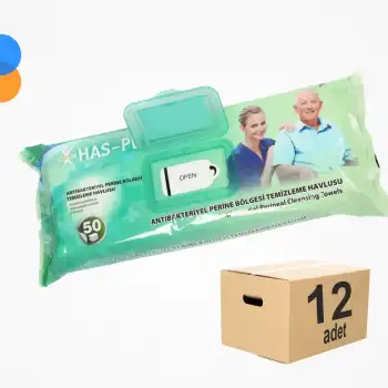 Haspet Antibakteriyel Vücut Temizleme Havlusu 50li Paket (32cmx32cm) - Kapaklı - 12 Paket