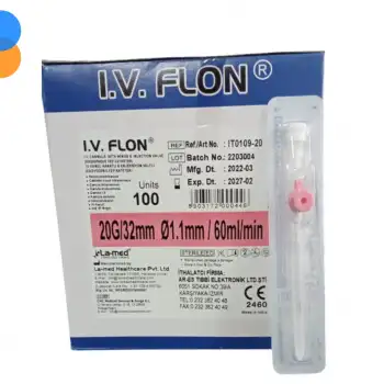 I.V Floon Branül (İntraket) Pembe G20/32mm 100lü Kutu