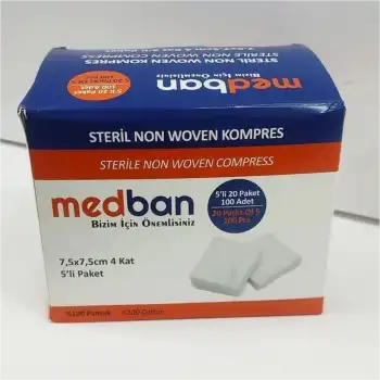 Medban Steril Gaz Kompres 7,5x7,5 4 Kat 100lü Kutu