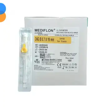 Mediflon Branül (İntraket) Sarı 24G 100 lü Kutu