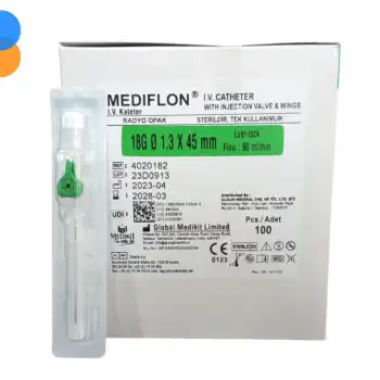 Mediflon Branül (İntraket) Yeşil 18G 100 lü Kutu