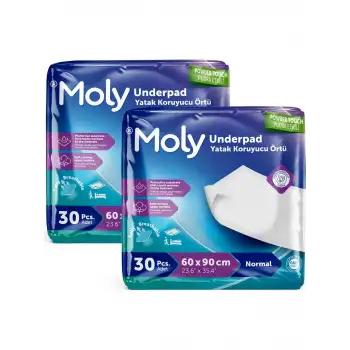 Moly Yatak Koruyucu 60cm x 90cm 30lu Paket x 2 Paket (60 Adet)