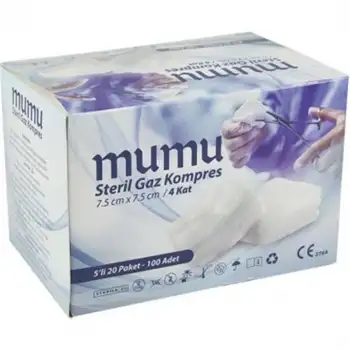 Mumu Gaz Kompres 4 Kat 7,5cm x 7,5cm (5li Zarf) - 100lü Kutu