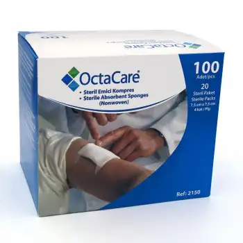 Octacare 7,5 cm*7,5 cm Steril Emici Kompres Nonwoven 100lü