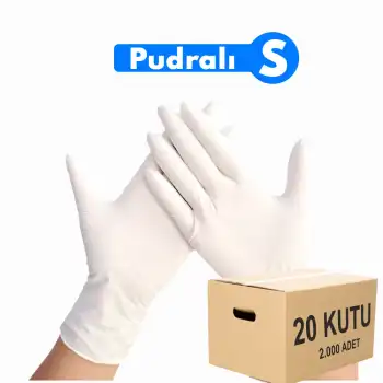Pudralı Lateks Muayene Eldiven Small (S) 100lü Kutu X 20 Kutu - 1 Koli