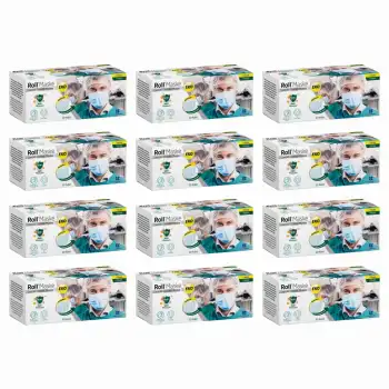 Roll EKO Cerrahi Maske Lastikli (3 Katlı) Filtreli 50li Kutu - 12 Kutu