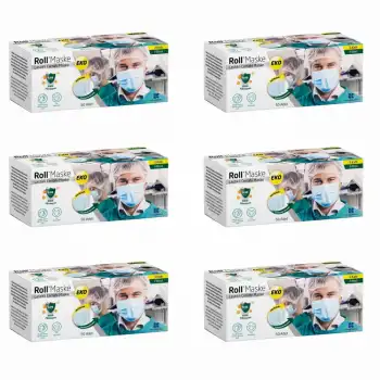 Roll EKO Cerrahi Maske Lastikli (3 Katlı) Filtreli 50li Kutu - 6 Kutu