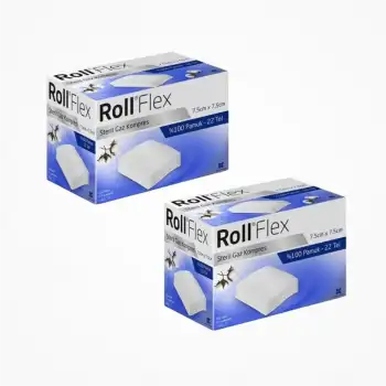 Roll Flex 7.5cmX7.5cm Steril Gaz Kompres Spanç (22 Tel) 100lü Kutu - 2 Kutu