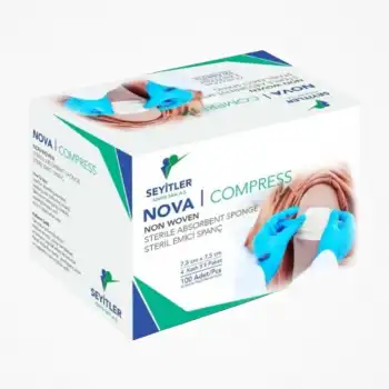 Seyitler Nova Nonwoven Kompres Steril 7,5cm x 7,5cm Spanç 100lü Kutu