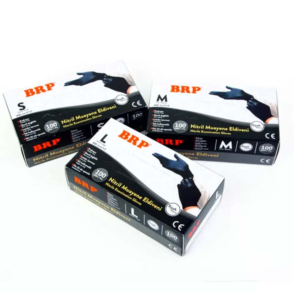 Brp Nitril Siyah Eldiven M Beden 100lü