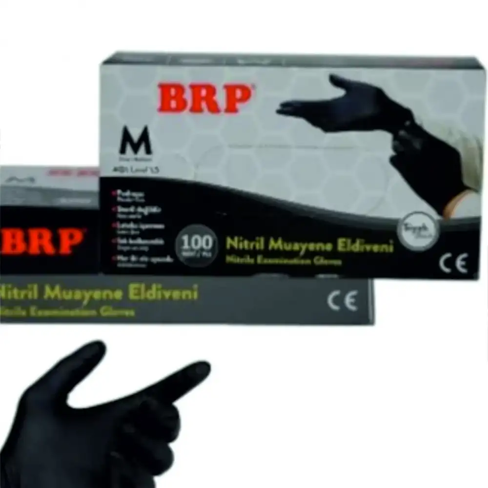 Brp Nitril Siyah Eldiven M Beden 100lü