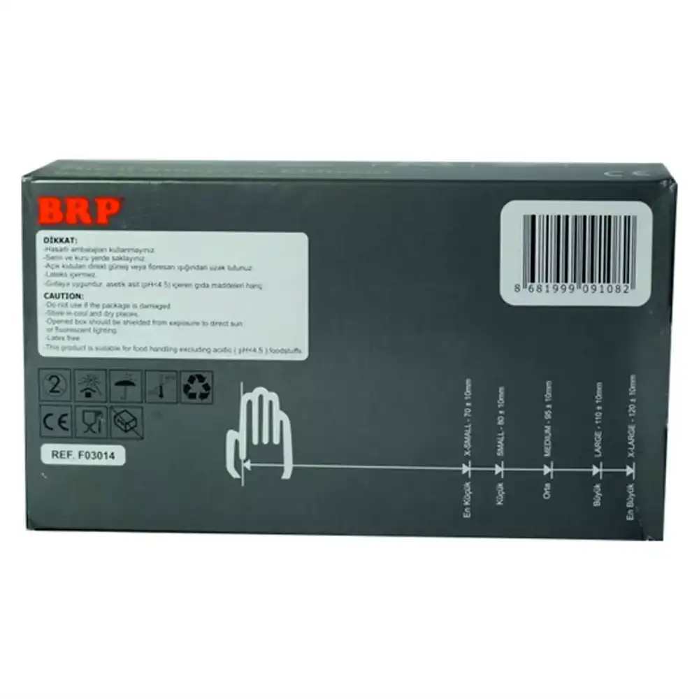 Brp Nitril Siyah Eldiven S Beden 100lü Kutu