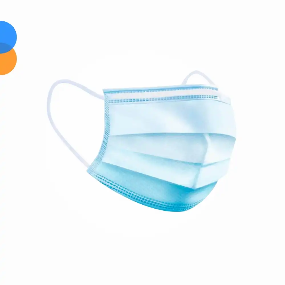 Medikal Tek Kullanımlık Maske 3 Katlı Telli Meltblown Filtreli 50li Kutu - Açık Mavi