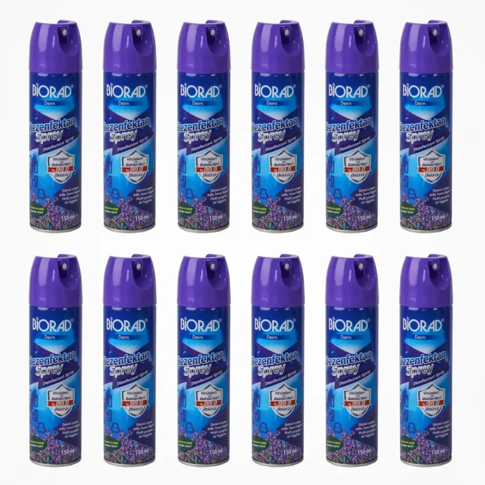 Biorad Parfümlü Dezenfektan Sprey Lavanta Kokulu 150ml - 12 Adet