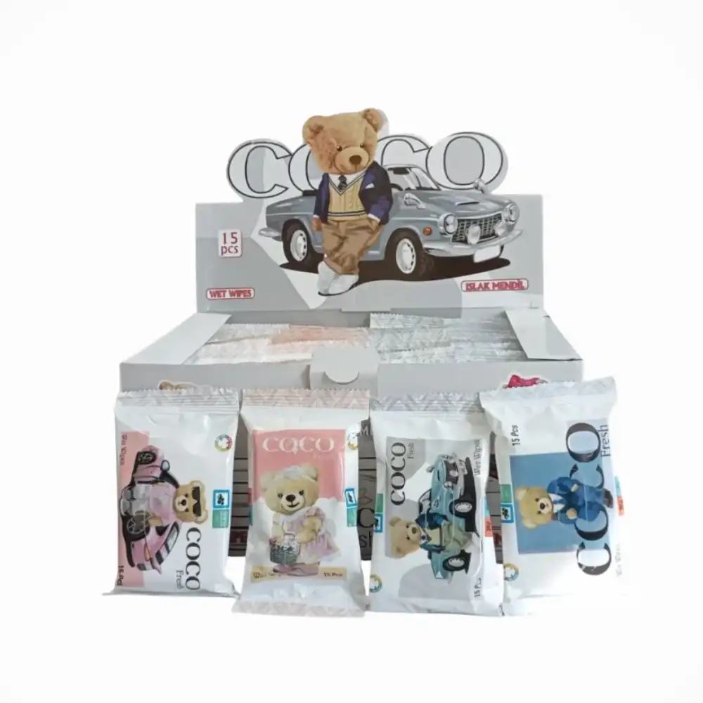 Coco Fresh Cep Islak Mendil (15li Paket) 36lı Kutu x 4 Kutu (144 Paket)  - Sevimli Ayıcıklar