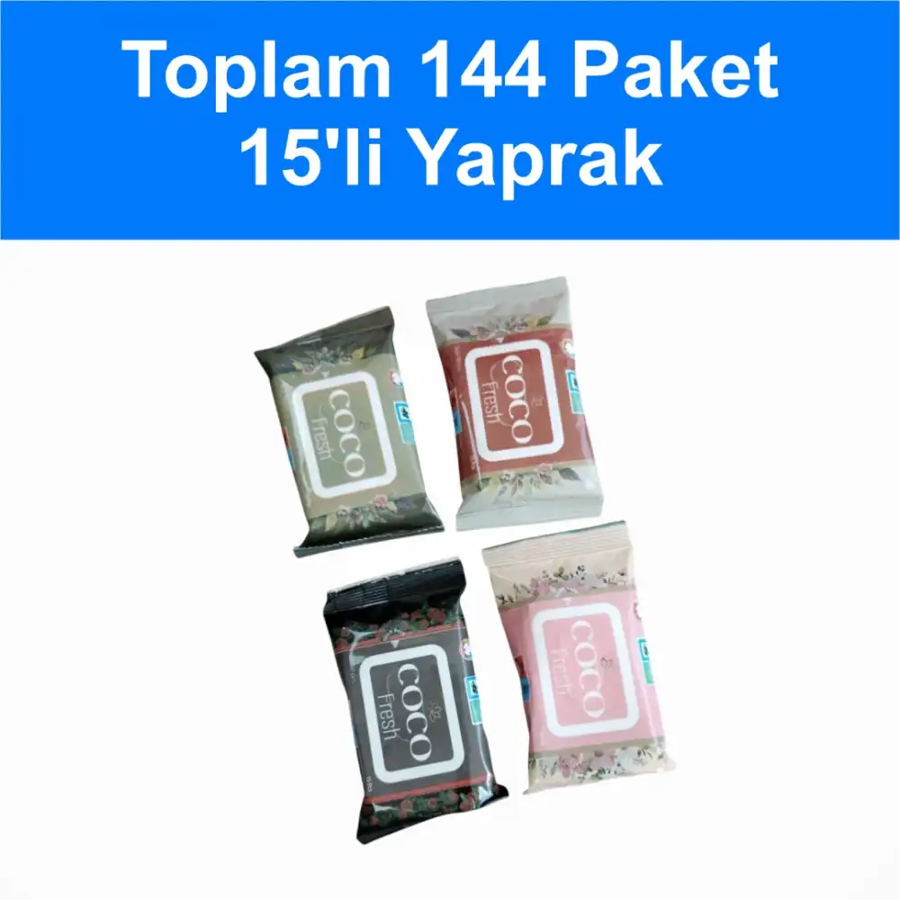 Coco Fresh Cep Islak Mendil (15li Paket) 36lı Kutu x 4 Kutu (144 Paket)  - Renkli