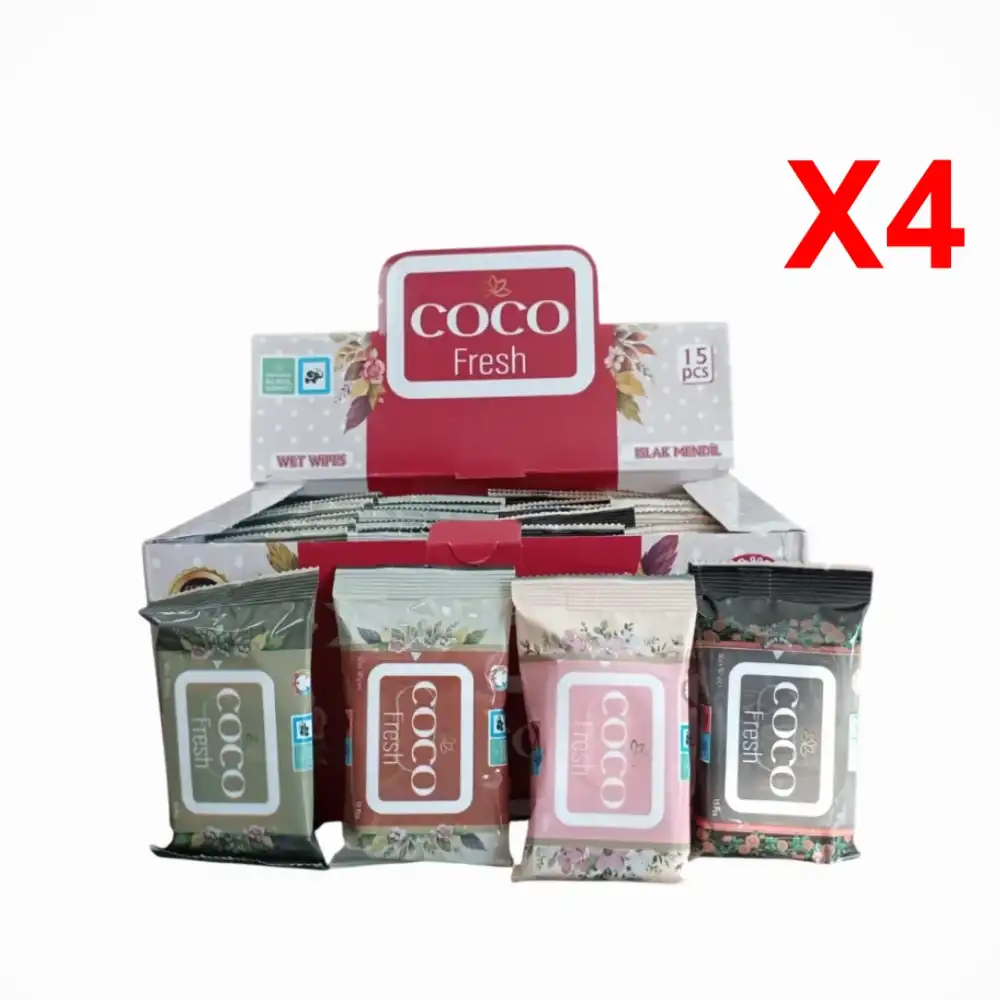 Coco Fresh Cep Islak Mendil (15li Paket) 36lı Kutu x 4 Kutu (144 Paket)  - Renkli