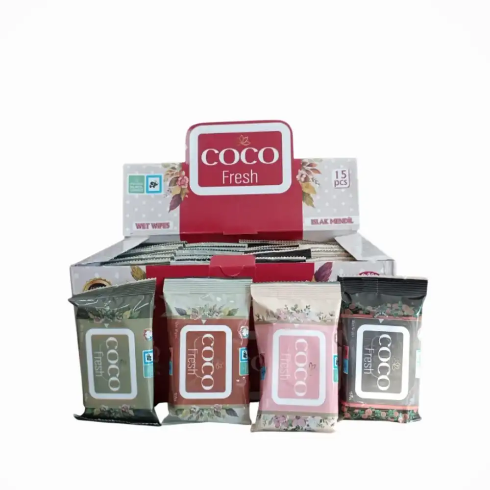 Coco Fresh Cep Islak Mendil (15li Paket) 36lı Kutu x 4 Kutu (144 Paket)  - Renkli