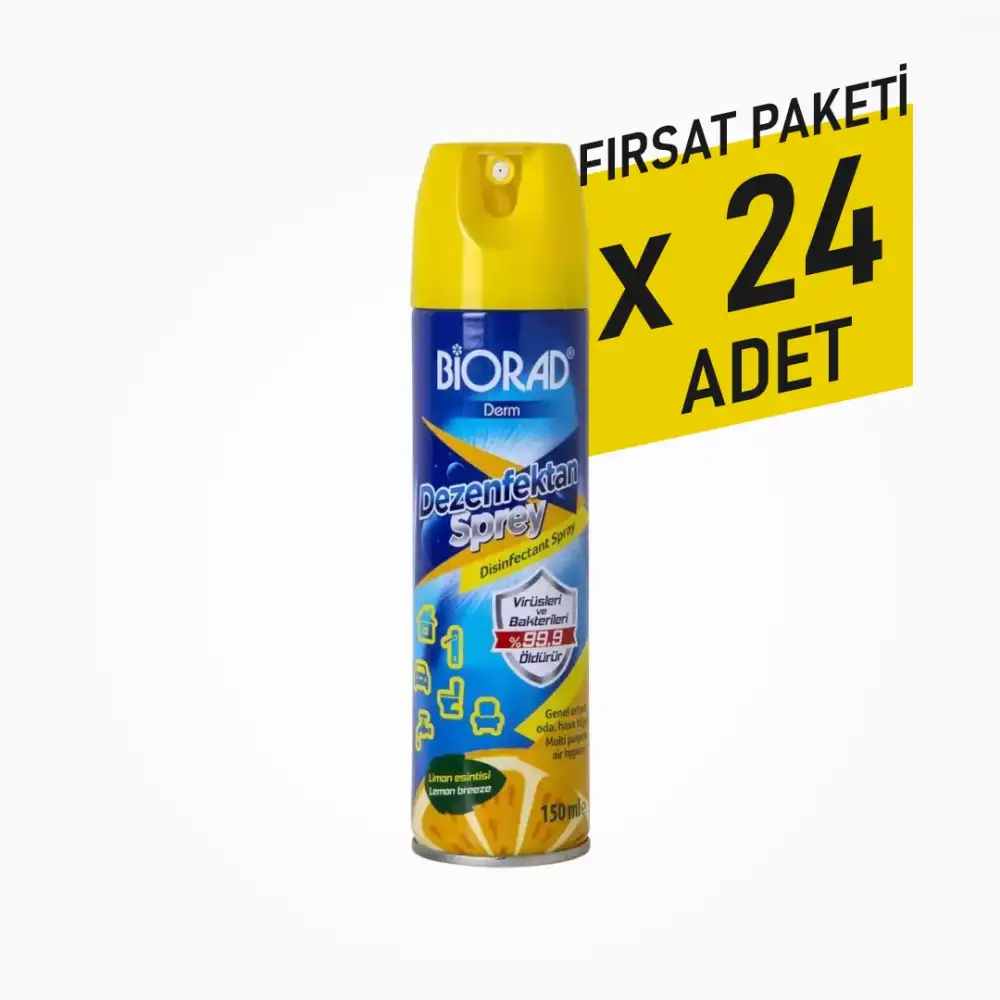 Biorad Parfümlü Dezenfektan Sprey Limon Kokulu 150ml - 24 Adet