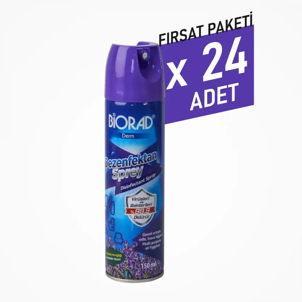 Biorad Parfümlü Dezenfektan Sprey Lavanta Kokulu 150ml - 24 Adet