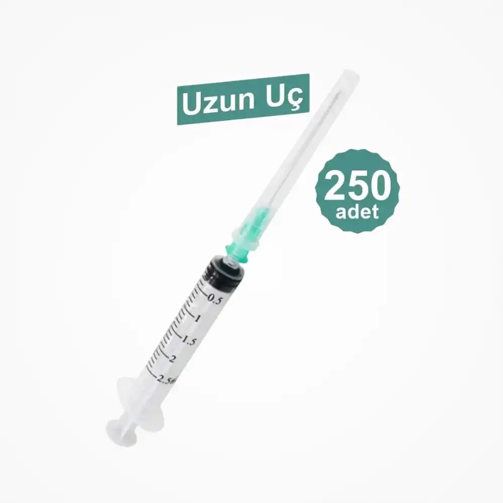 Genject 2cc 3 Parça (Contalı) (21G/38mm) Uzun Yeşil Uçlu 250li Kutu
