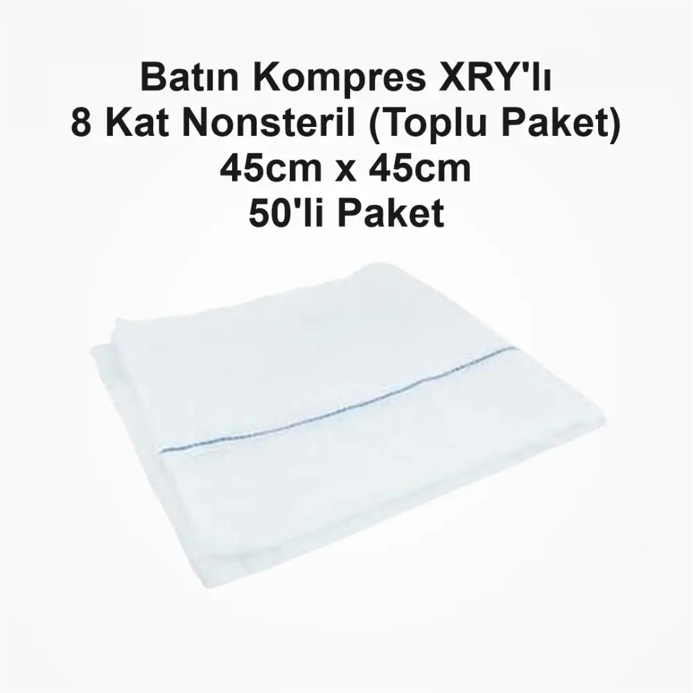 Batın Kompres XRYlı 8 Kat Nonsteril 45cm x 45cm - 50li Paket x 2 Paket (100 Adet)