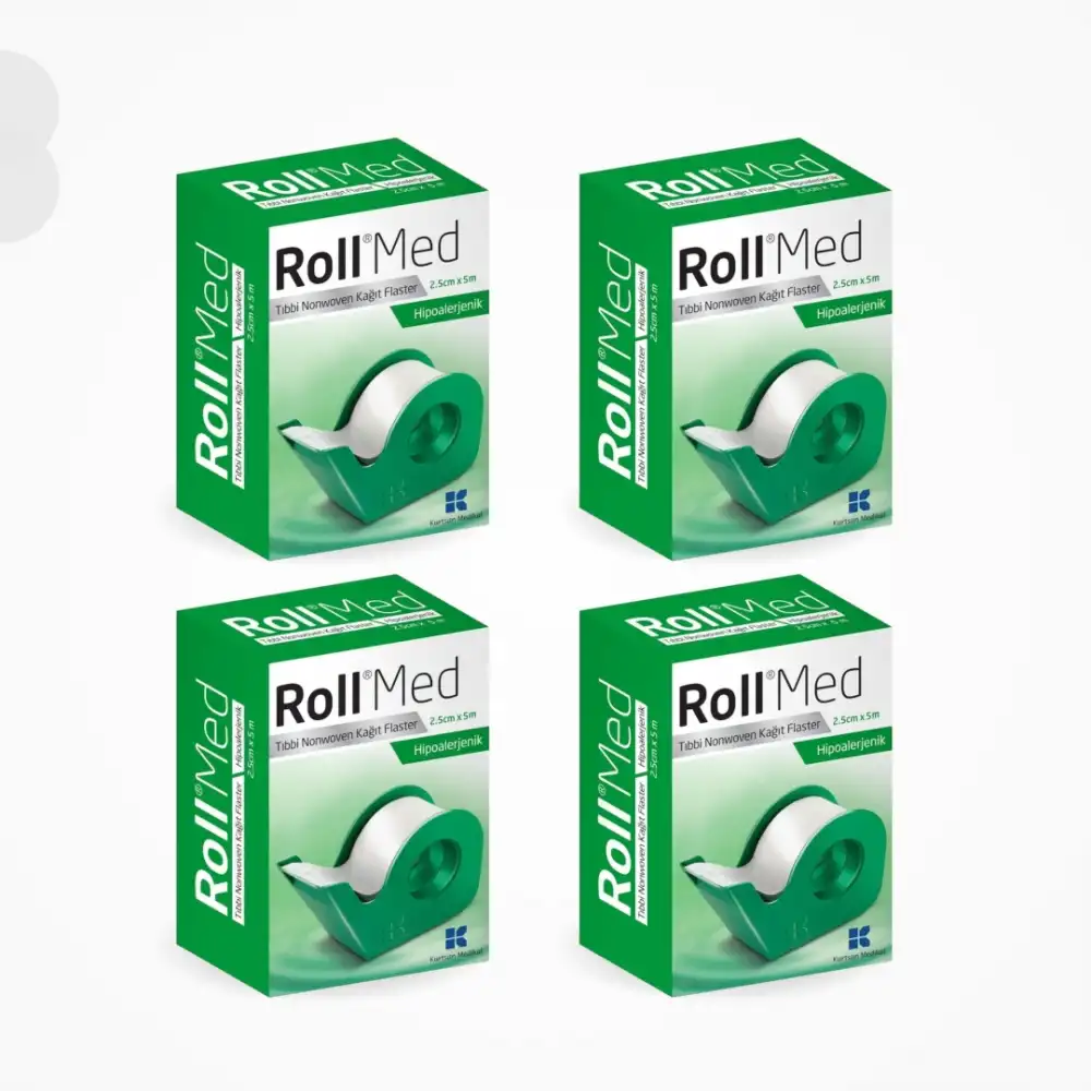 RollMed Tıbbi Hipoalerjenik Nonwoven Kağıt Flaster (Kesicili) 2,5cm x 5m - 4 Adet