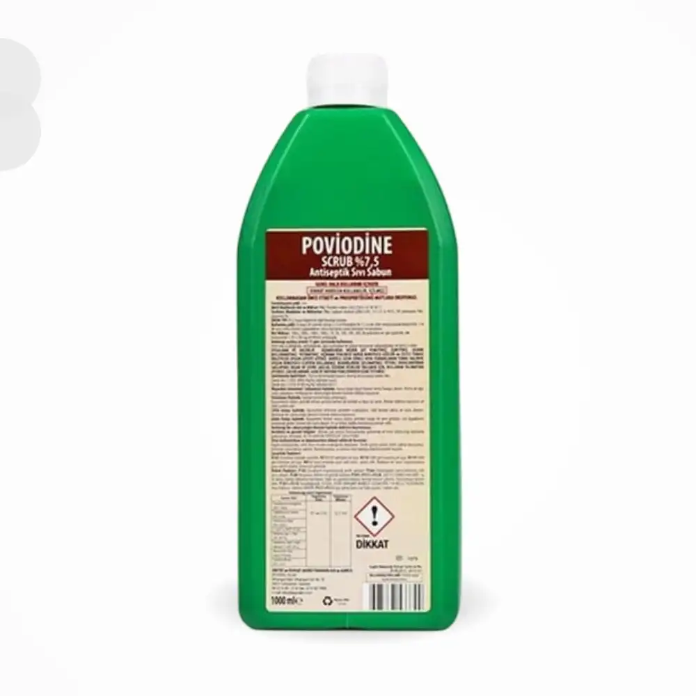 Aqua Batikonlu Sıvı Sabun (Poviodine %7,5 Scrub) 1 Litre - 8 Adet