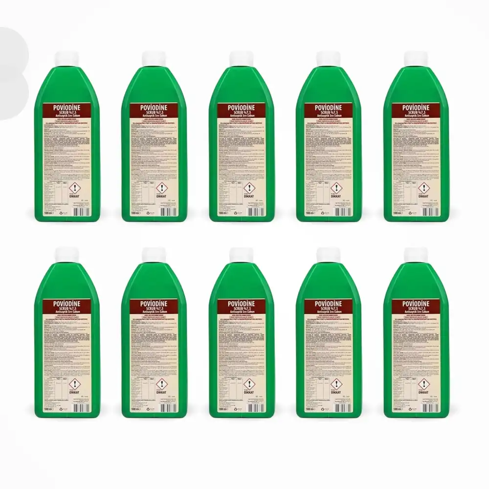 Aqua Batikonlu Sıvı Sabun (Poviodine %7,5 Scrub) 1 Litre - 10 Adet