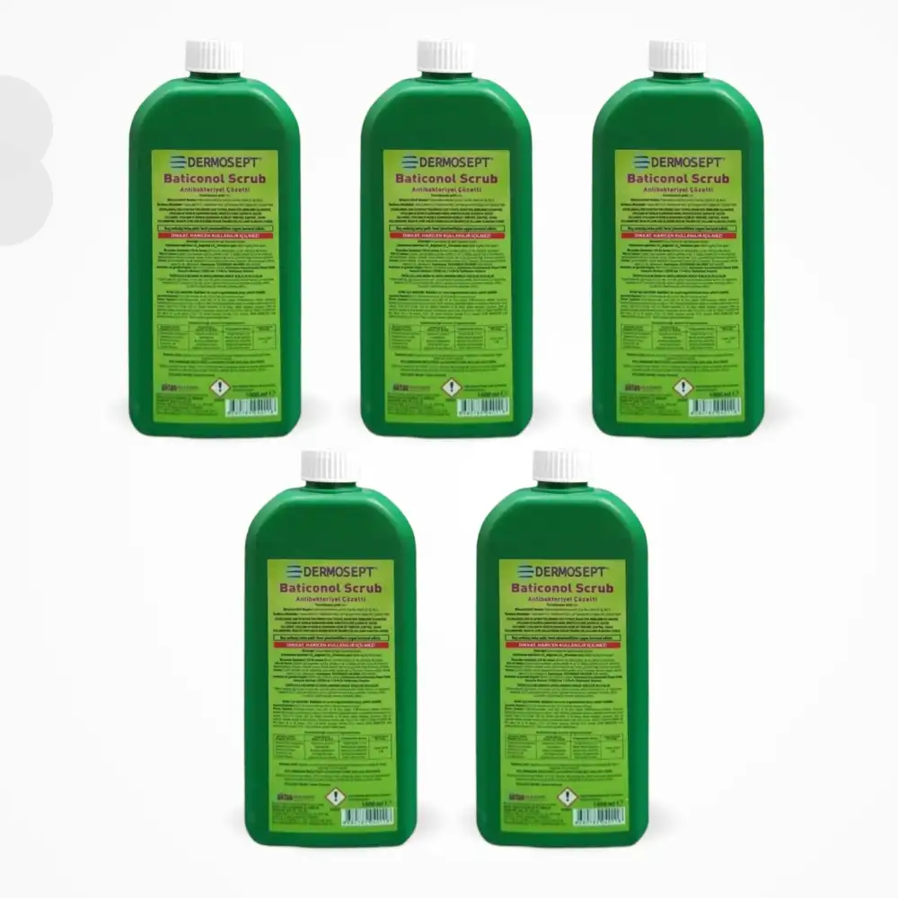 Dermosept Batikonlu Sıvı Sabun (Poviodine %7,5 Scrub) 1 Litre - 5 Adet