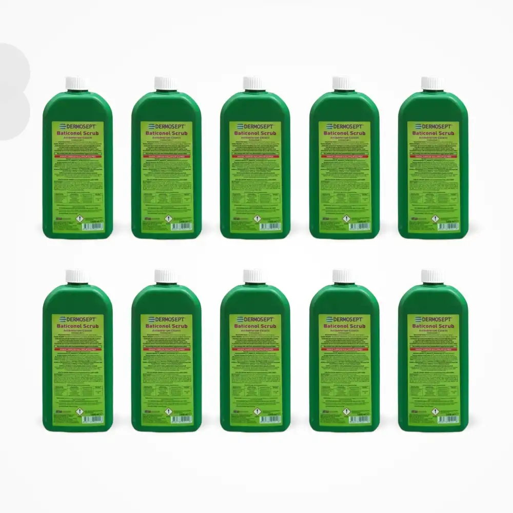 Dermosept Batikonlu Sıvı Sabun (Poviodine %7,5 Scrub) 1 Litre - 10 Adet