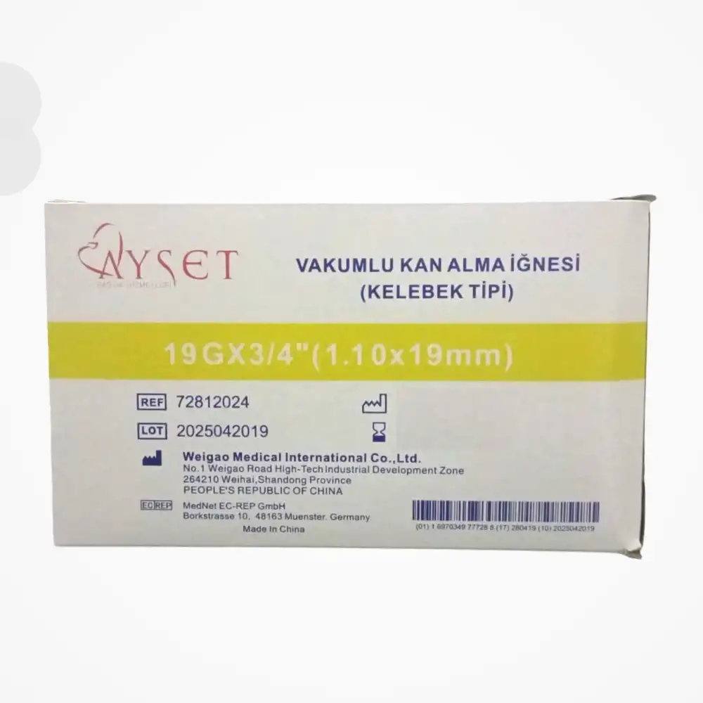 Ayset Kelebek Seti Vakumlu Sarı (Kan Alma Seti) - 50 Adet